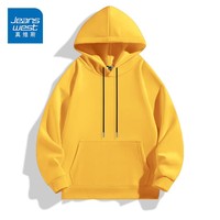 真维斯（Jeanswest）连帽卫衣男款潮流宽松上衣2026新款秋冬美式重磅青少年百搭外套衫 姜黄 纯色 XL