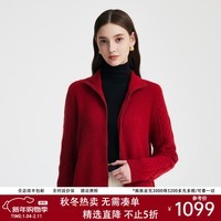 帕罗（PALUOPO）【5针加厚】100%羊绒秋冬高领拉链时尚彩点设计宽松开衫女圣诞红 大红夹花 S 95