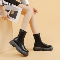 DAPHNE达芙妮马丁靴女2025冬季粗跟ins潮复古英伦风靴子显脚小机车短靴女 黑色 36