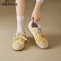 DAPHNE达芙妮平底德训鞋女2025新款轻便软底板鞋复古百搭阿甘休闲鞋女 黄色 35