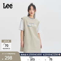 Lee舒适牡蛎白女士假两件篮球式印花短袖连衣裙休闲LWT0082474DR 牡蛎白 S