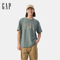 盖璞男女装春季款纯棉字母印花logo短袖T恤上衣美版797924 绿色 L 美码 XL亚洲码185/104A