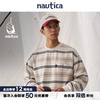 nautica white sail×CityBoy 中性经典条纹时尚百搭长袖圆领T恤TW4309 月白色1TW M