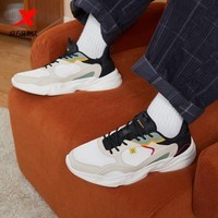 特步（XTEP）ZW【国潮】男鞋年秋季新款轻便休闲鞋男士复古百搭潮流运动鞋男 帆白/象牙白/黑 39