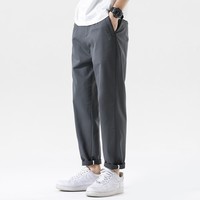 布衣传说高捻精梳棉夏季薄休闲裤男款宽松百搭九分休闲裤 卡其 31