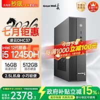 长城凌云DHC37 台式电脑台式机商用办公家用迷你主机mini整机(i5 12450H WiFi6 16G+512G)