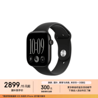 Apple/苹果 Watch Series 12 智能手表GPS款46毫米黑色铝金属表壳黑色运动型表带M/L MJFH4CH/B
