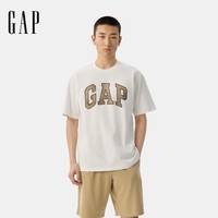 GAP男女装夏季款胶印大logo纯棉短袖T恤百搭宽松上衣729356 白色 S (165/88A) 亚洲尺码