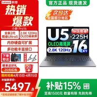 联想小新16/Pro16 GT可选 2026年补贴15% 16英寸大屏高性能游戏设计办公轻薄笔记本电脑 旗舰酷睿 酷睿2代Ultra5 32G 1TB｜Pro16国家补贴