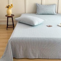 朴顿庄园简约加厚双层纱细条纹床单单件学生宿舍床单人双人被单三件套床罩 简细条蓝（新品） 150*230cm（适合0.9/1m床）