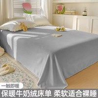 朴顿庄园秋冬莫兰迪加厚牛奶绒床单单件冬季加绒珊瑚绒被单人宿舍铺床 JM-E 浅灰 (素色牛奶绒床单) 120*230cm适合0.9m床