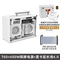 鱼巢 (MetalFish)T60白色迷你ITX机箱 空电脑机箱/带提手/支持长显卡A4侧透小机箱 T60机箱白+4.0延长线+鱼巢600W电源全模组