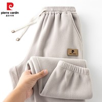 皮尔卡丹秋冬新款摇粒绒休闲裤男2025新款保暖束脚裤男款 卡其 M