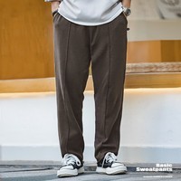 马登工装重磅针织卫裤男随心裁灰色运动锥形裤秋男士垂感休闲长裤子 咖啡色 L