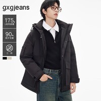 gxgjeans男装冬季保暖工装短款连帽羽绒服 2色可选 黑色 L (175)