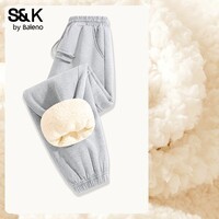 班尼路（Baleno）S&K系列加绒裤子女装冬季加厚保暖羊羔绒休闲束脚裤修身小脚裤 灰#纯色 L