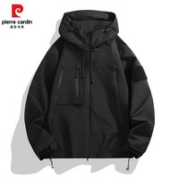 皮尔卡丹冲锋衣男女2025春季户外运动外套保暖防寒登山服款装 黑色 XL