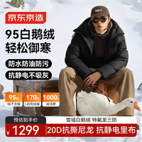 京东京造冬季黑金鹅绒服保暖三防户外运动羽绒服男短款外套 曜石黑 L