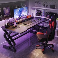 修乐电脑桌台式电竞游戏桌家用简易书桌卧室学习桌办公写字桌直播桌子 【碳纤维纹理】单桌-炫酷黑120CM