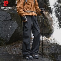 皮尔卡丹户外休闲裤男宽松直筒裤男2026春季新款潮流百搭长裤男款裤子 黑色 XL