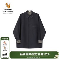 William fox&sons男装定染湛蓝色斜纹肌理牛仔辑明线宽松休闲贴袋牛仔复古衬衫外套 宝蓝色 L /50
