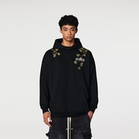 A CHOCK【Achock官方店】美式复古街头迎客松重磅刺绣卫衣男国潮宽松连帽 黑色 M