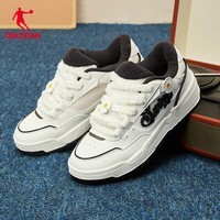 乔丹【真5折】乔丹QIAODAN 女鞋板鞋新款可爱熊复古潮流休闲鞋增高运 象牙色/黑色 36