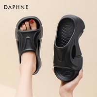 达芙妮厚底一字拖鞋女2026夏季新款时尚沙滩鞋百搭小个子增高凉鞋JL 黑色 39-40