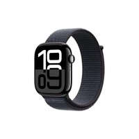 Apple Watch Series 10 智能手表46毫米亮黑色铝金属表壳浓墨色回环式表带【GPS款】联通补贴