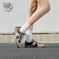 飞跃（Feiyue）官方德训鞋女鞋秋季时尚复古拼接休闲鞋子女士街头风潮流运动板鞋 黑/灰 36