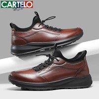 卡帝乐鳄鱼男鞋春秋季新款男士休闲皮鞋时尚运动休闲鞋百搭舒适旅游鞋子 暗棕 5303 41