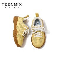 天美意童鞋2025年春秋新款女童男童软底时尚舒适百搭中大童休闲鞋 黄色 37