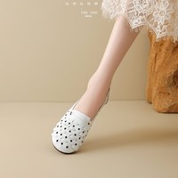 慕芹茹夏季新款2026平底时尚透气凉鞋女鞋 米白色 35 脚大脚宽拍大一码