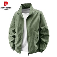 皮尔卡丹（pierre cardin）2025秋季新款立领夹克外套男纯色百搭休闲上衣时尚户外运动外套 军绿色 XL