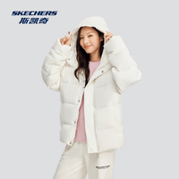斯凯奇（Skechers）男女同款中性连帽羽绒服石墨烯冬日户外运动保暖外套防泼水 棉花糖白/0074 L