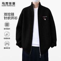 马克华菲（MARK FAIRWHALE）双开针织开衫毛衣男款oversize宽松潮流街头风秋冬款百搭个性外搭 【双开针织衫】-黑#JMK红爱心熊 XL