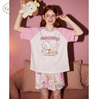 果壳（Gukoo）睡衣女夏季mikko联名卡通满印甜美插肩袖可爱女家居服套装可外穿B mikko女套装 S