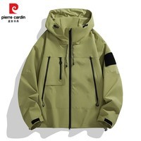 皮尔卡丹冲锋衣男女2025春季户外运动外套保暖防寒登山服款装 军绿 XL