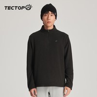 探拓（TECTOP）抓绒衣男外套摇粒绒保暖打底衫 男款云墨黑 2XL