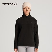 探拓（TECTOP）抓绒衣保暖情侣外套户外打底衫 女款云墨黑 2XL