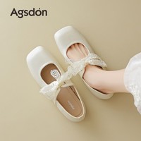 奥古狮登银色玛丽珍女鞋2026新款春季百搭法式配裙子通勤平底鞋芭蕾单鞋 P553079米色 35