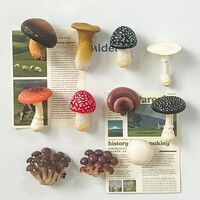 赋闲云南菌菇冰箱贴磁吸装饰贴香菇家居装饰品立体模型磁贴蘑菇冰箱贴 雨后蘑菇冰箱贴-全套12个