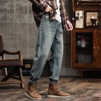 布衣传说牛仔裤合集 原色九分牛仔裤男款宽松锥形休闲长裤子 牛仔蓝13697 31