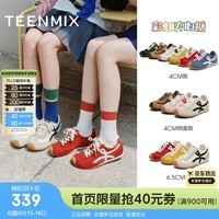 天美意彩虹夹心糖阿甘德训鞋女鞋子新款 【经典款】米白色（4cm） 37