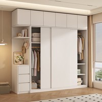白浅ENF级 衣柜卧室推拉门出租房简约大衣柜纯实木多功能组合 【两门】主柜120*180*50