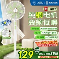 钻石牌落地扇家用电风扇【1级能效+直流变频+纯铜电机】摇头扇省电无极变速强劲风力大网罩DFS-ZBHM07z