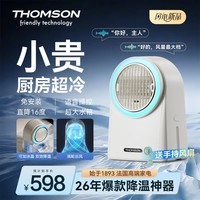 THOMSON汤姆逊冰雾扇厨房冷风空调扇专用强力制冷小型水冷风扇节能低噪电风扇加湿器台式冷风机降温神器 【冰川白】速降16℃丨语音控制丨免安装丨防油烟