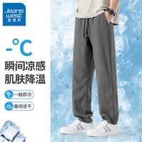 真维斯凉感冰丝裤子男夏季薄款透气速干军绿长裤青少年纯色宽松休闲裤 灰#ZS纯色 4XL