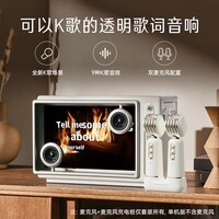 猫王收音机猫王灵感小岛歌词音响悬浮歌词无线蓝牙音响家用KTV双麦K歌音箱 月光白双麦版