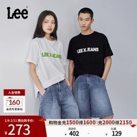 Lee25新品宽松版单褶设计中浅蓝水洗男女同款牛仔短裤潮流A08125 中浅蓝色 M